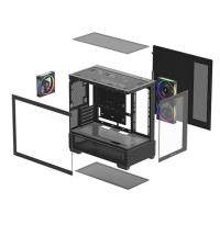 DEEPCOOL CG380-3F 3xARGB Fan PANORAMİK MİKRO-ATX SİYAH KASA - 3